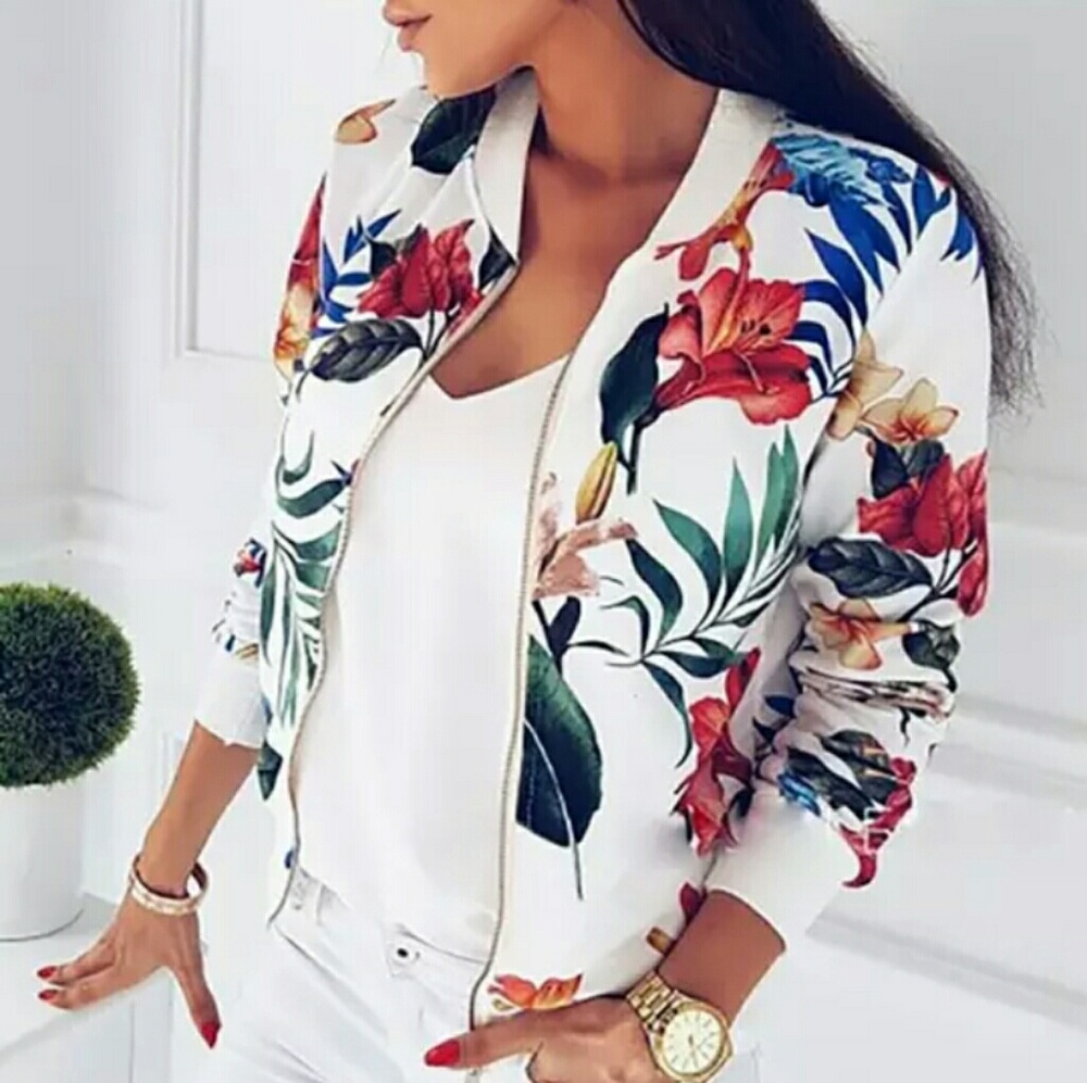 Womens tropical bomber jacket